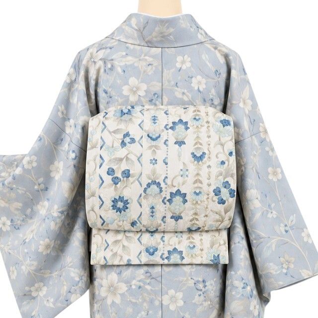 【新品・八寸名古屋帯】岡重謹製 本場筑前博多織 更紗 着物 正絹 tomihisa”気品を咲かせて静かに映える更紗”9782