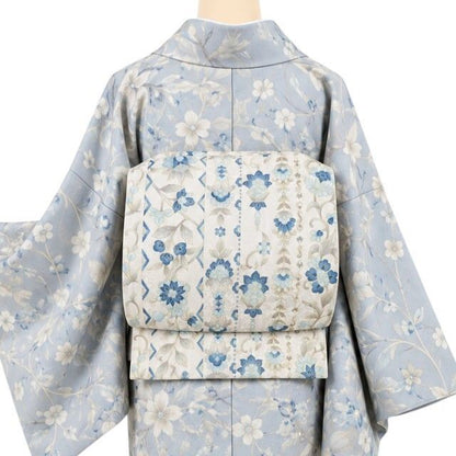 【新品・八寸名古屋帯】岡重謹製 本場筑前博多織 更紗 着物 正絹 tomihisa”気品を咲かせて静かに映える更紗”9782