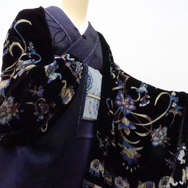 六花-RIKKA- 新品 シルク 岡重 OKAJIMA ベルベット 透かし柄 大判ショール A1