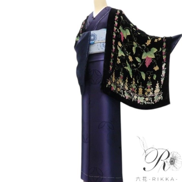 六花-RIKKA- 新品 シルク 岡重 OKAJIMA ベルベット 透かし柄 大判ショール A2