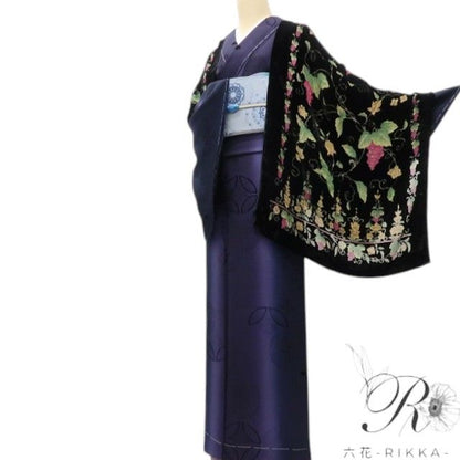 六花-RIKKA- 新品 シルク 岡重 OKAJIMA ベルベット 透かし柄 大判ショール A2