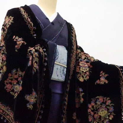 六花-RIKKA- 新品 シルク 岡重 OKAJIMA ベルベット 唐花 透かし柄 大判ショール A3