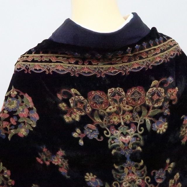 六花-RIKKA- 新品 シルク 岡重 OKAJIMA ベルベット 唐花 透かし柄 大判ショール A3