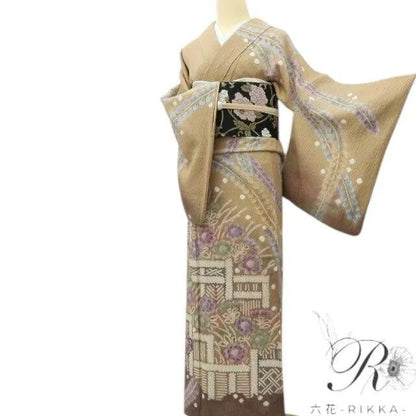 【中古】六花-RIKKA- 美品 正絹 絞り トールサイズ 訪問着 着物 A4211