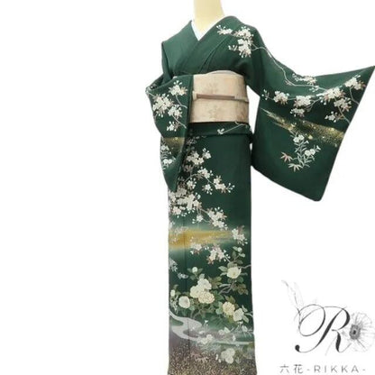 【中古】六花-RIKKA- 美品 正絹 吾妻徳穂落款 金駒刺繍 訪問着 着物 A4221
