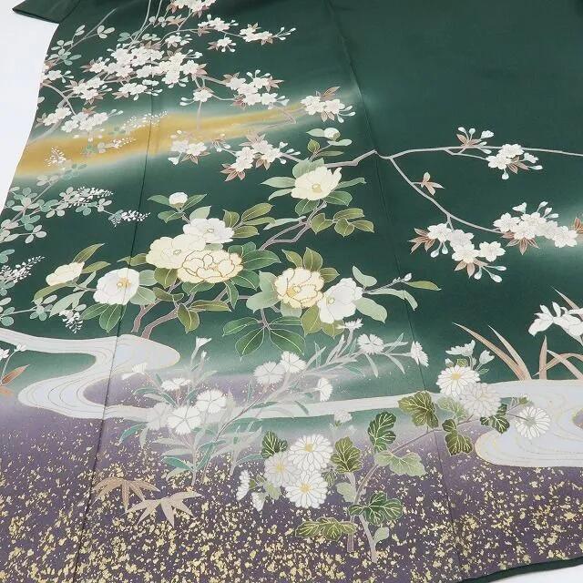 【中古】六花-RIKKA- 美品 正絹 吾妻徳穂落款 金駒刺繍 訪問着 着物 A4221