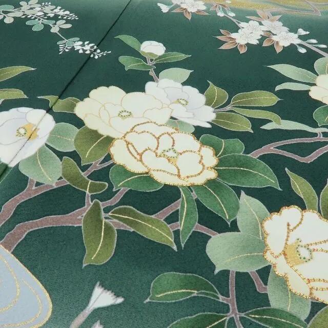 【中古】六花-RIKKA- 美品 正絹 吾妻徳穂落款 金駒刺繍 訪問着 着物 A4221