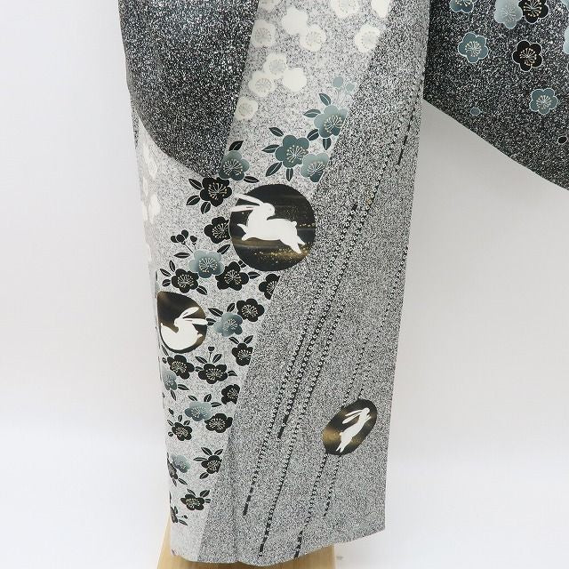 【中古】六花-RIKKA- 正絹 梅 うさぎ 訪問着 着物 A4223