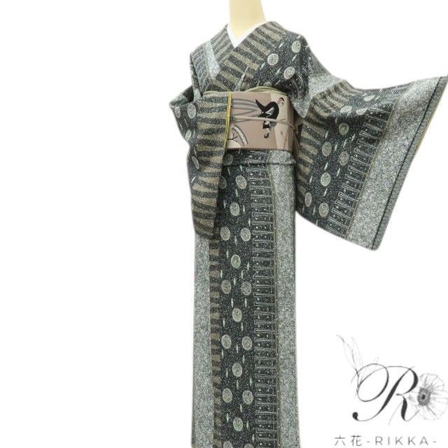 【中古】六花-RIKKA- 美品 正絹 小紋 着物 A4234