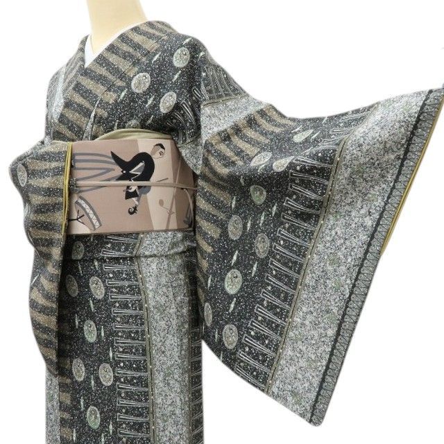 【中古】六花-RIKKA- 美品 正絹 小紋 着物 A4234
