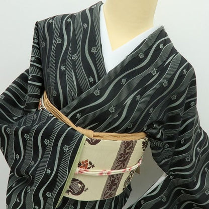 【中古】六花-RIKKA- 美品 正絹 トールサイズ お召 着物 A4238