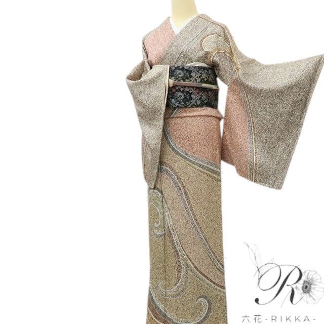 【新古品】六花-RIKKA- 新品 正絹 大島明落款 仕付け糸付 訪問着 着物 A4262
