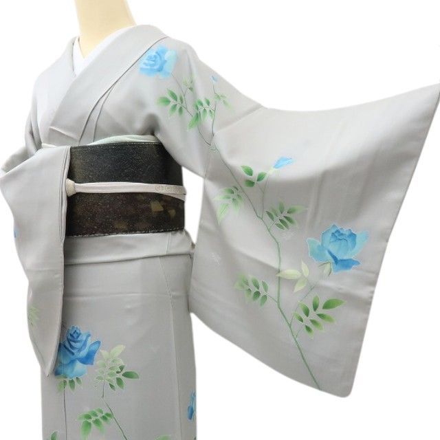 【中古】六花-RIKKA-正絹 薔薇  訪問着 着物 A4346
