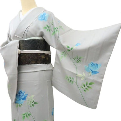 【中古】六花-RIKKA-正絹 薔薇  訪問着 着物 A4346