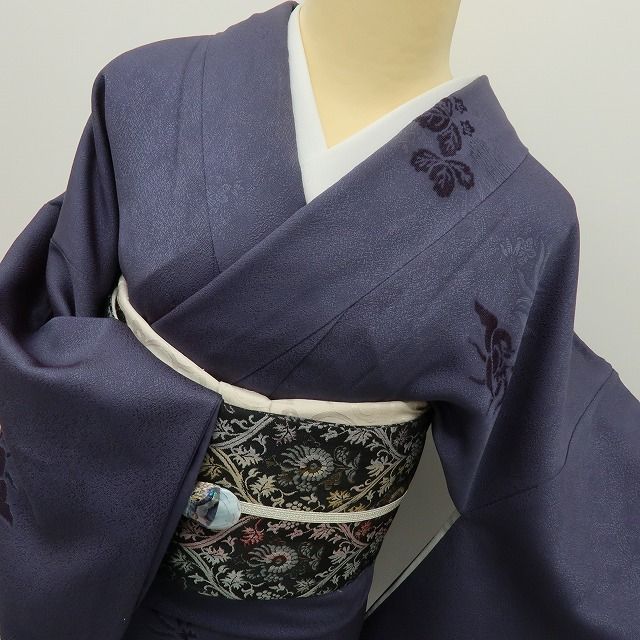 【中古】六花-RIKKA- 正絹 さが美謹製 一刀彫 小紋 着物 A4348