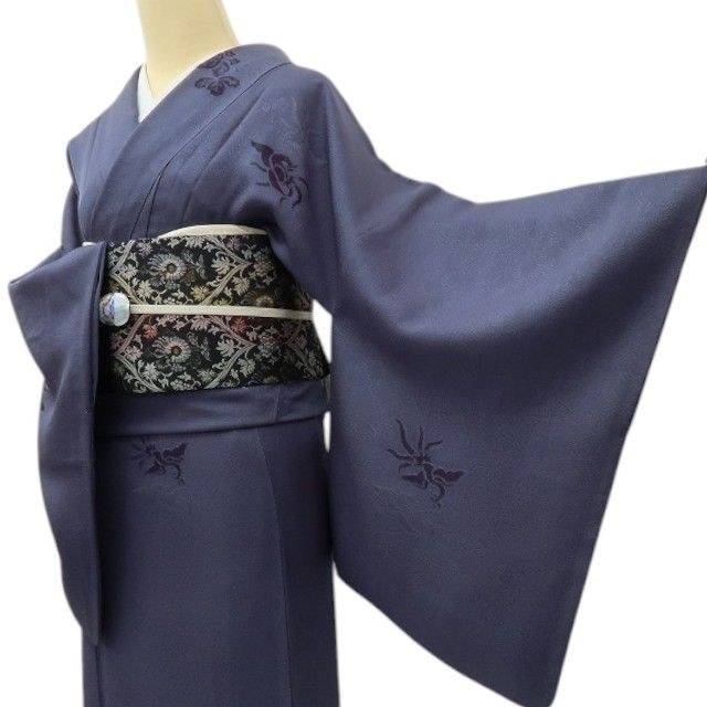 【中古】六花-RIKKA- 正絹 さが美謹製 一刀彫 小紋 着物 A4348