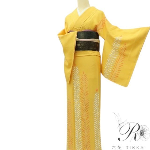 【中古】六花-RIKKA- 美品未着用 正絹 金駒刺_ 訪問着 着物 A4364
