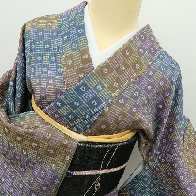 【新古品】六花-RIKKA- 新品 さが美謹製 正絹 丹後ちりめん トールサイズ 仕付け糸付 小紋 着物 A4365