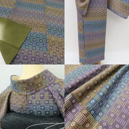 【新古品】六花-RIKKA- 新品 さが美謹製 正絹 丹後ちりめん トールサイズ 仕付け糸付 小紋 着物 A4365
