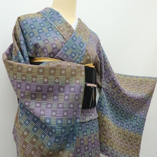【新古品】六花-RIKKA- 新品 さが美謹製 正絹 丹後ちりめん トールサイズ 仕付け糸付 小紋 着物 A4365
