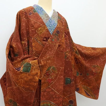 【中古】六花-RIKKA- 美品 正絹 道中着 ビロード ロング丈 道中着 着物 A4367
