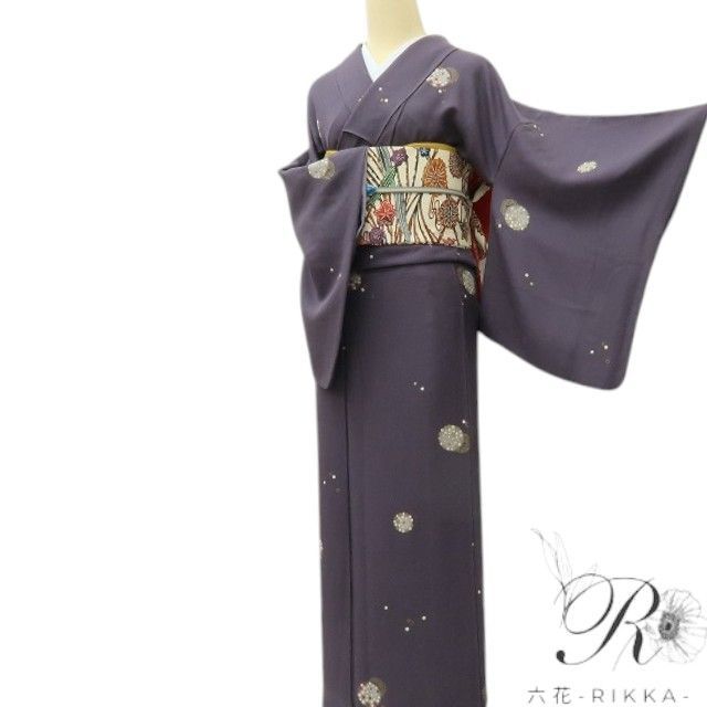 【中古】六花-RIKKA- 正絹 小紋 着物 A4478