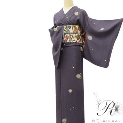 【中古】六花-RIKKA- 正絹 小紋 着物 A4478