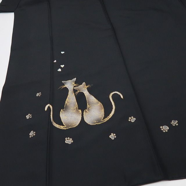 【中古】六花-RIKKA- 美品 正絹 猫 トールサイズ 付下げ 着物 A4483