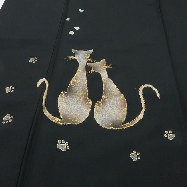 【中古】六花-RIKKA- 美品 正絹 猫 トールサイズ 付下げ 着物 A4483