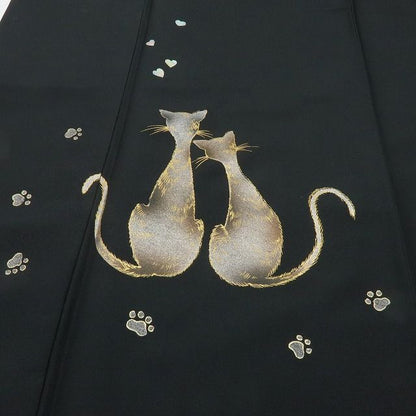 【中古】六花-RIKKA- 美品 正絹 猫 トールサイズ 付下げ 着物 A4483