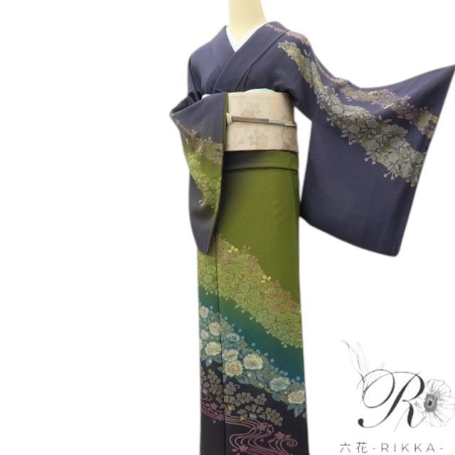 【中古】六花-RIKKA- 美品 正絹 トールサイズ 訪問着 着物 A4497