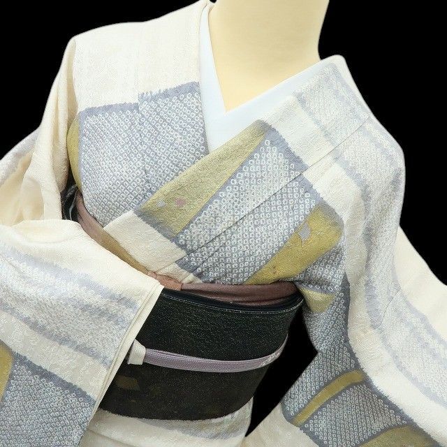 【中古】六花-RIKKA- 正絹 絞り 刺繍 トールサイズ  訪問着 着物 A4502