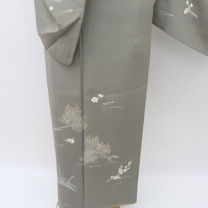 【中古】六花-RIKKA- 美品 正絹 金駒刺_  訪問着 着物 A4503