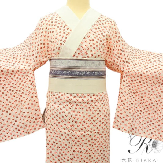 【中古】六花-RIKKA- 正絹 広衿仕立て 単衣 長襦袢 着物 A4580