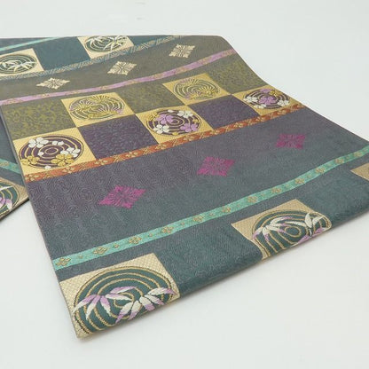 【中古】六花-RIKKA- 美品 正絹 じゅらく帝王紫 刺繍 袋帯 着物 A4586