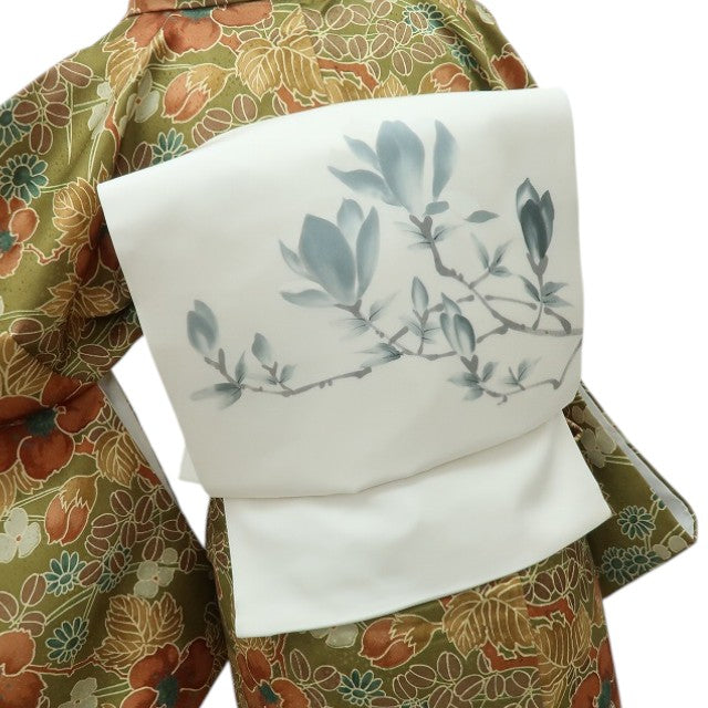 【中古】六花-RIKKA- 正絹 額縁仕立て 開きなごや帯 着物 A4623