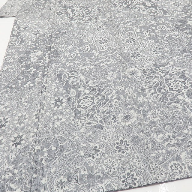 六花-RIKKA- 新品 正絹 天目織 雪の中の万華鏡☆ 手縫い仕立て お召 着物 A5923