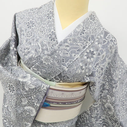 六花-RIKKA- 新品 正絹 天目織 雪の中の万華鏡☆ 手縫い仕立て お召 着物 A5923