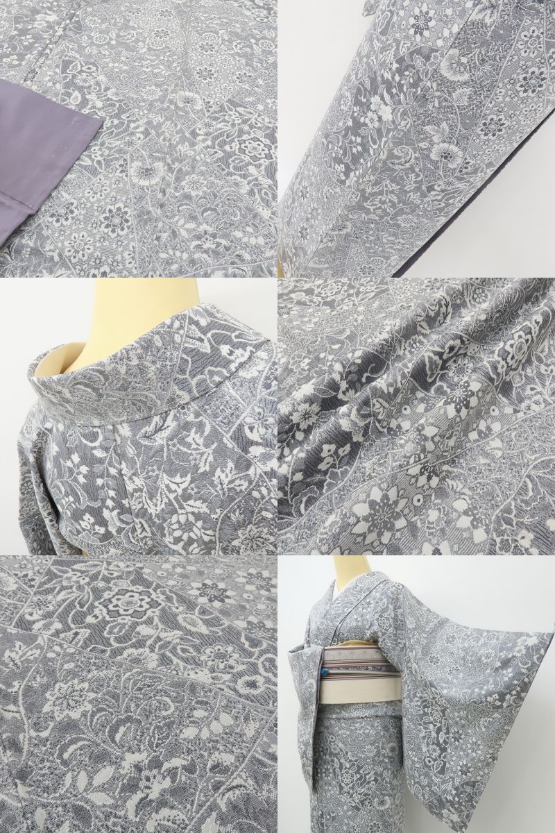 六花-RIKKA- 新品 正絹 天目織 雪の中の万華鏡☆ 手縫い仕立て お召 着物 A5923