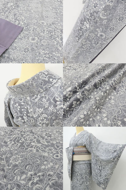 六花-RIKKA- 新品 正絹 天目織 雪の中の万華鏡☆ 手縫い仕立て お召 着物 A5923