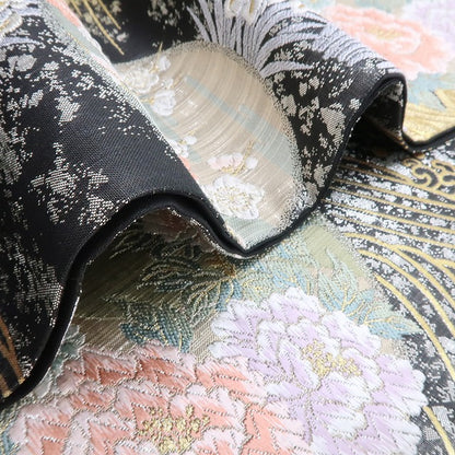 六花-RIKKA- 新品 正絹 西陣織 証紙付 凛と華やぐ、黒金の花舞台！ 着物 訪問着 付下げ 袋帯 A5947