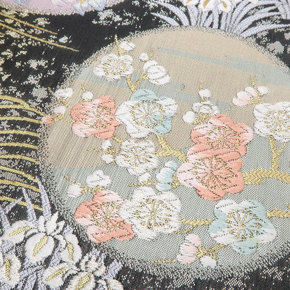 六花-RIKKA- 新品 正絹 西陣織 証紙付 凛と華やぐ、黒金の花舞台！ 着物 訪問着 付下げ 袋帯 A5947