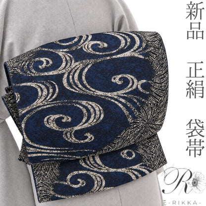 六花-RIKKA- 新品 正絹 ネイビーに、粋をひとさじ♪ 着物 訪問着 小紋 袋帯 A5949
