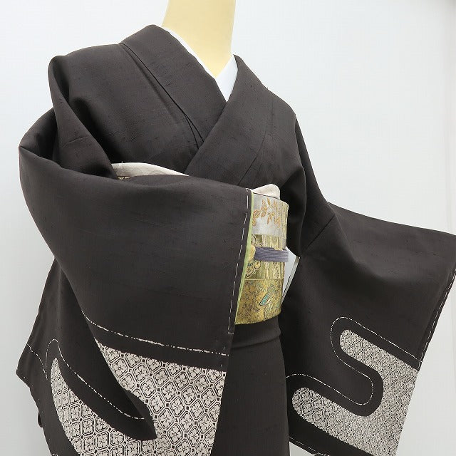 六花-RIKKA- 新品 正絹 仕付け糸付 赤城絞り ただならぬ静けさに、カラリ。糸車♪ 紬訪問着 着物 A5957