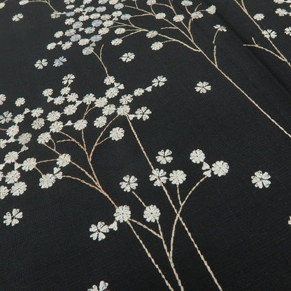 六花-RIKKA- 美品未着用 正絹 刺繍 ワイドサイズ 女郎花のふりをして季節を歩く桜と菊！ 紬訪問着 着物 A5960