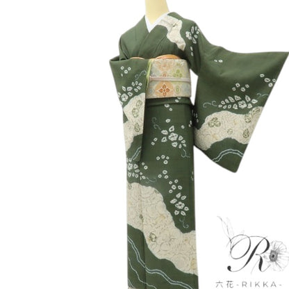 六花-RIKKA- 美品 正絹 やまと誂製 辻が花 ほっこりする辻ヶ花! 紬訪問着 着物 A5962