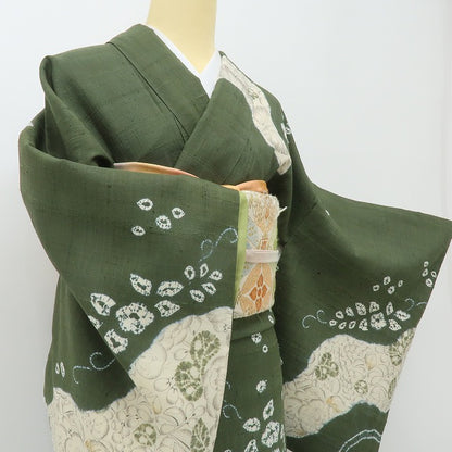 六花-RIKKA- 美品 正絹 やまと誂製 辻が花 ほっこりする辻ヶ花! 紬訪問着 着物 A5962
