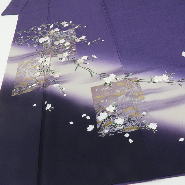 六花-RIKKA- 美品 正絹 桂友落款 霞と色紙の静と動に、ハラハラ桜。トールサイズ 訪問着 着物 A5963