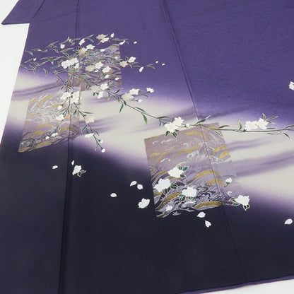 六花-RIKKA- 美品 正絹 桂友落款 霞と色紙の静と動に、ハラハラ桜。トールサイズ 訪問着 着物 A5963