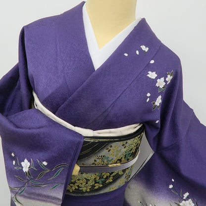 六花-RIKKA- 美品 正絹 桂友落款 霞と色紙の静と動に、ハラハラ桜。トールサイズ 訪問着 着物 A5963